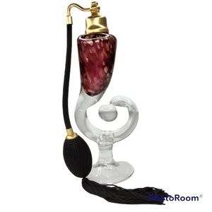 Art Glass Plum Gold and Clear Perfume Spray Atomizer
